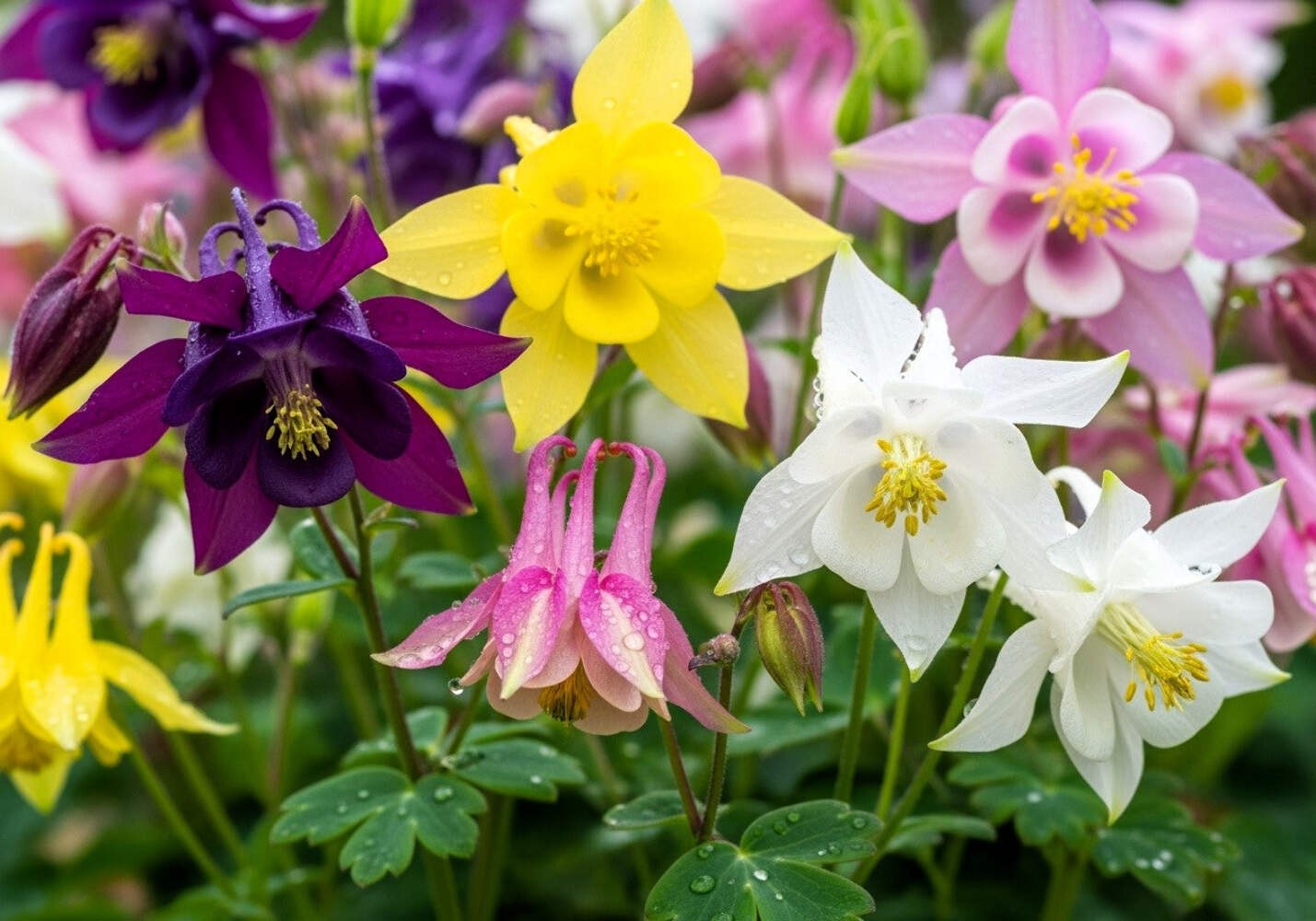 100 DWARF COLUMBINE Aquilegia Mixed Colors Flower Seeds *Flat S/H
