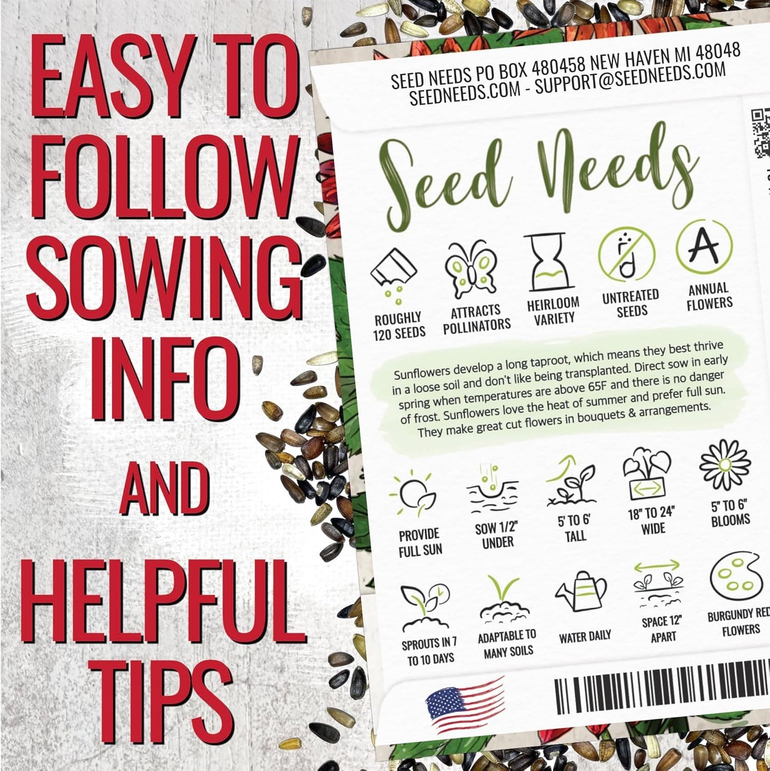 Grow Red Sunflowers with These Heirloom Open Pollinated Seeds