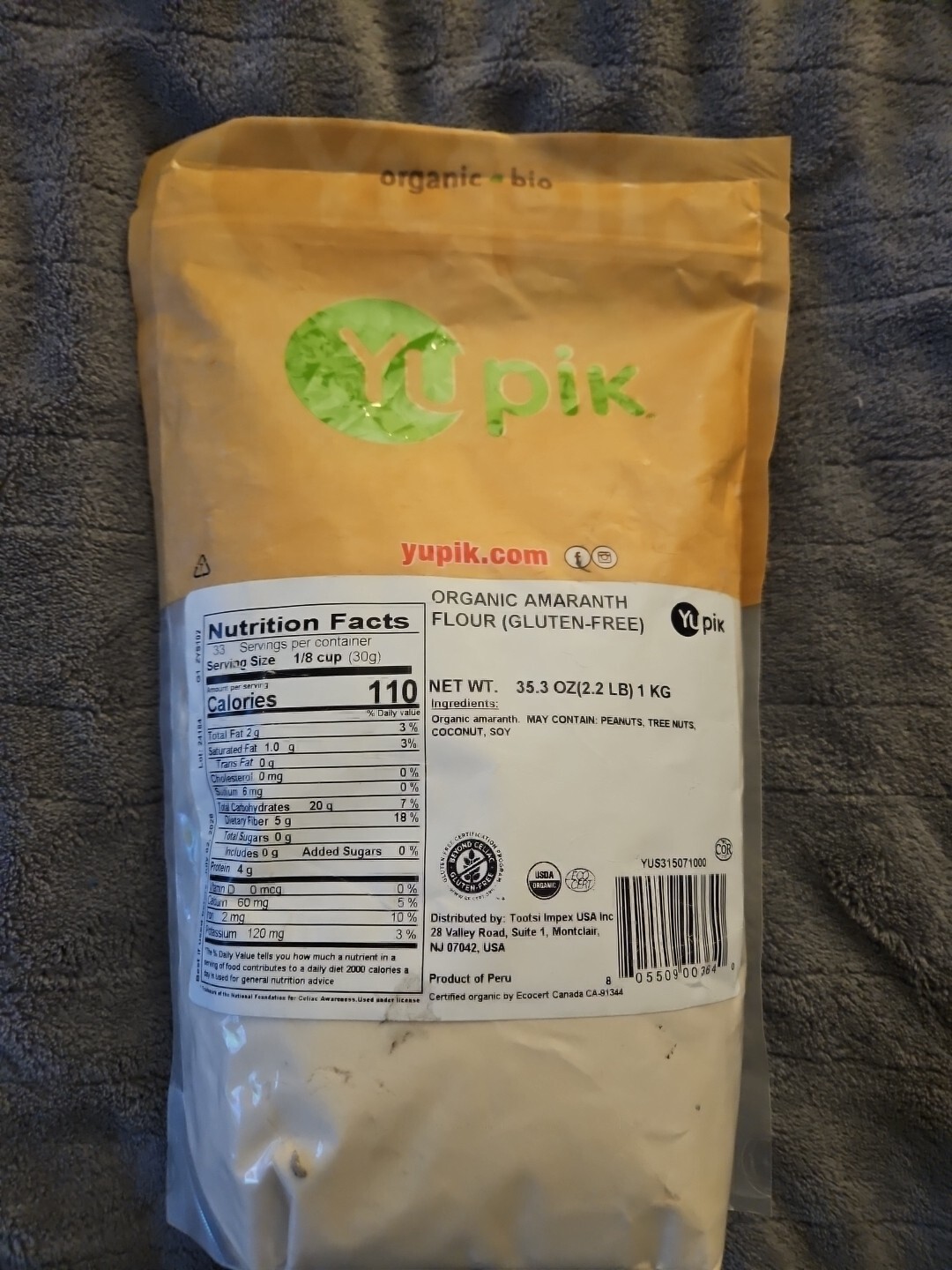 Yupik Organic Amaranth Flour, Gluten-Free, 2.2 lb, 35.2 Ounce (Pack of 1)