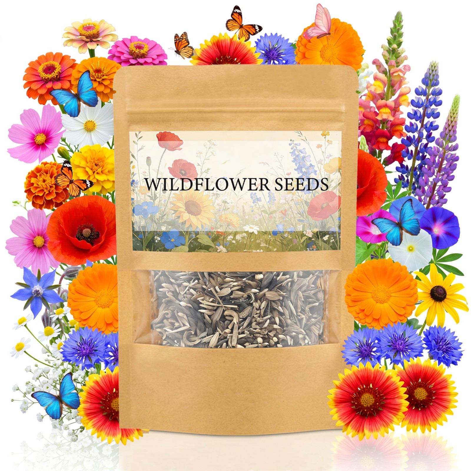 Wildflower Seeds Bulk 10000+ Mix Annual Perennial Garden 2 Oz Packet Pollinator