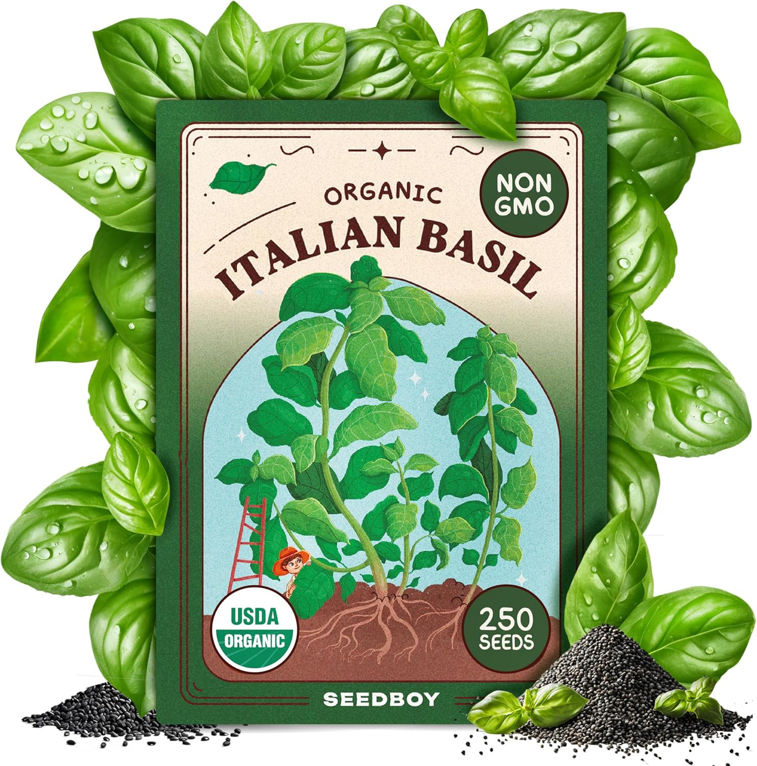 Organic Non GMO 10 Herb Variety Pack: Basil, Cilantro, Mint, Oregano, Parsley, T