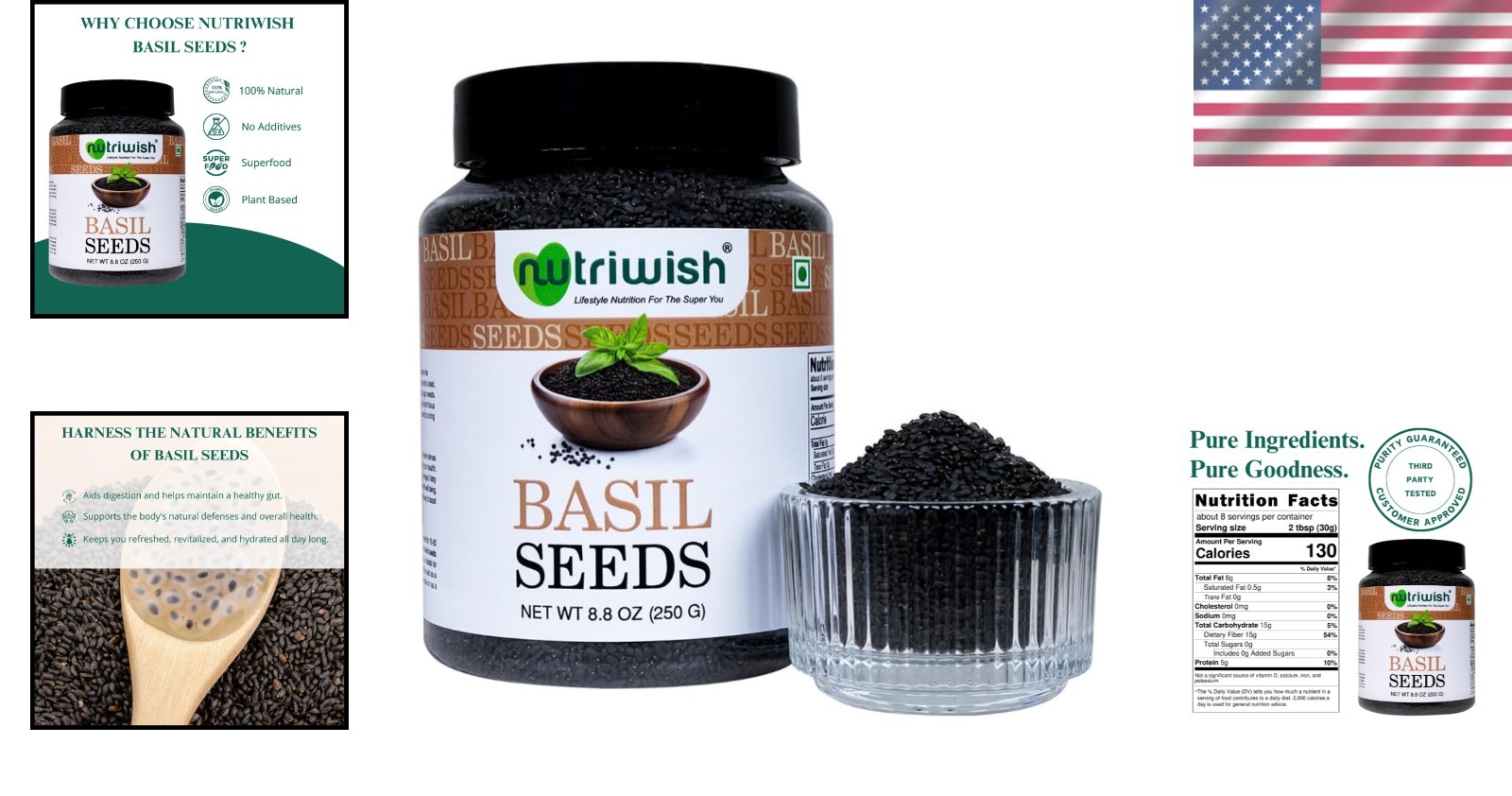 Natural Basil Seeds 250 g | Versatile Gluten-Free Superfood for Daily Nutrition
