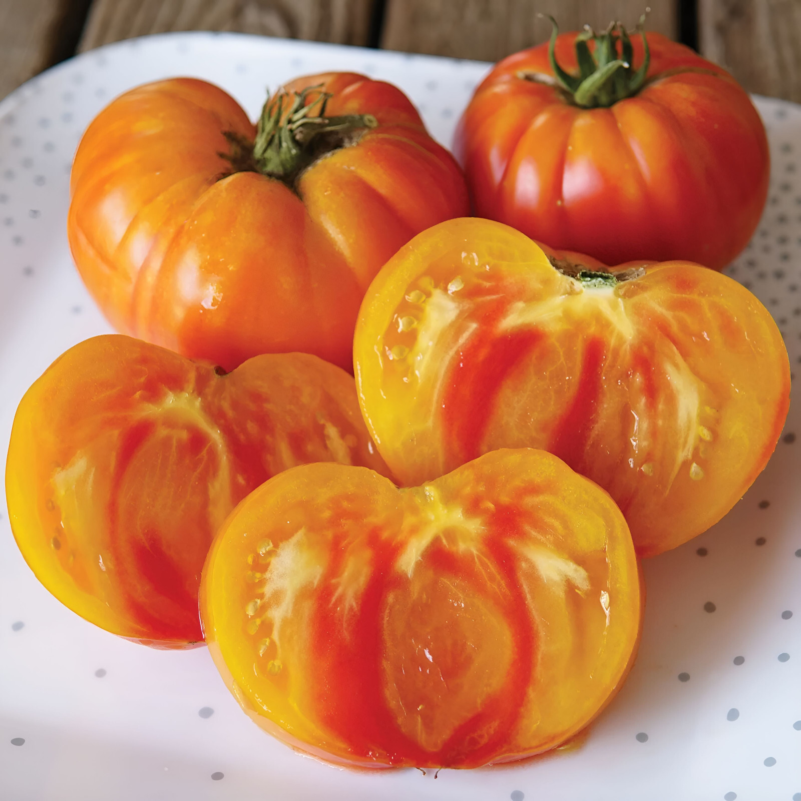 100 Heirloom Mr Stripey Tomato Seeds Huge 1-2lb Bi-Colored Sweet Indeterminate