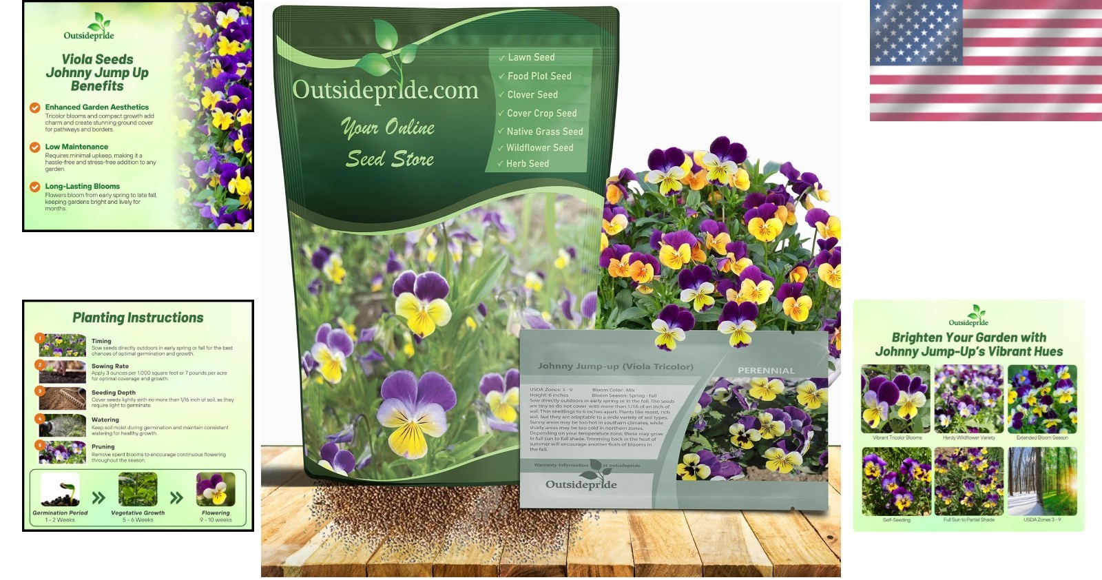 Johnny Jump Up Wildflower Seeds – 5000 Multi-Colored Blooms for Any Garden