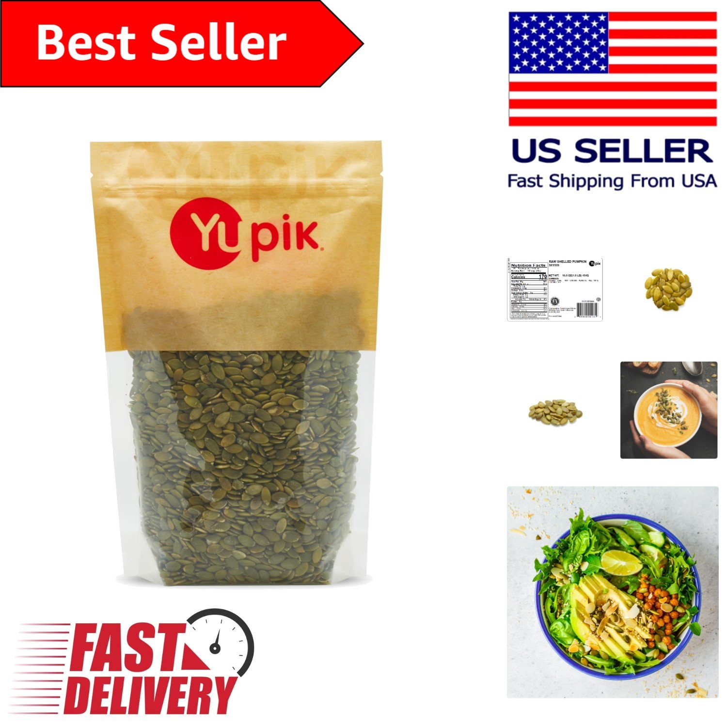 Raw Shelled Pumpkin Seeds – Nutty Flavor, 1 lb – Gluten-Free, Kosher Snack