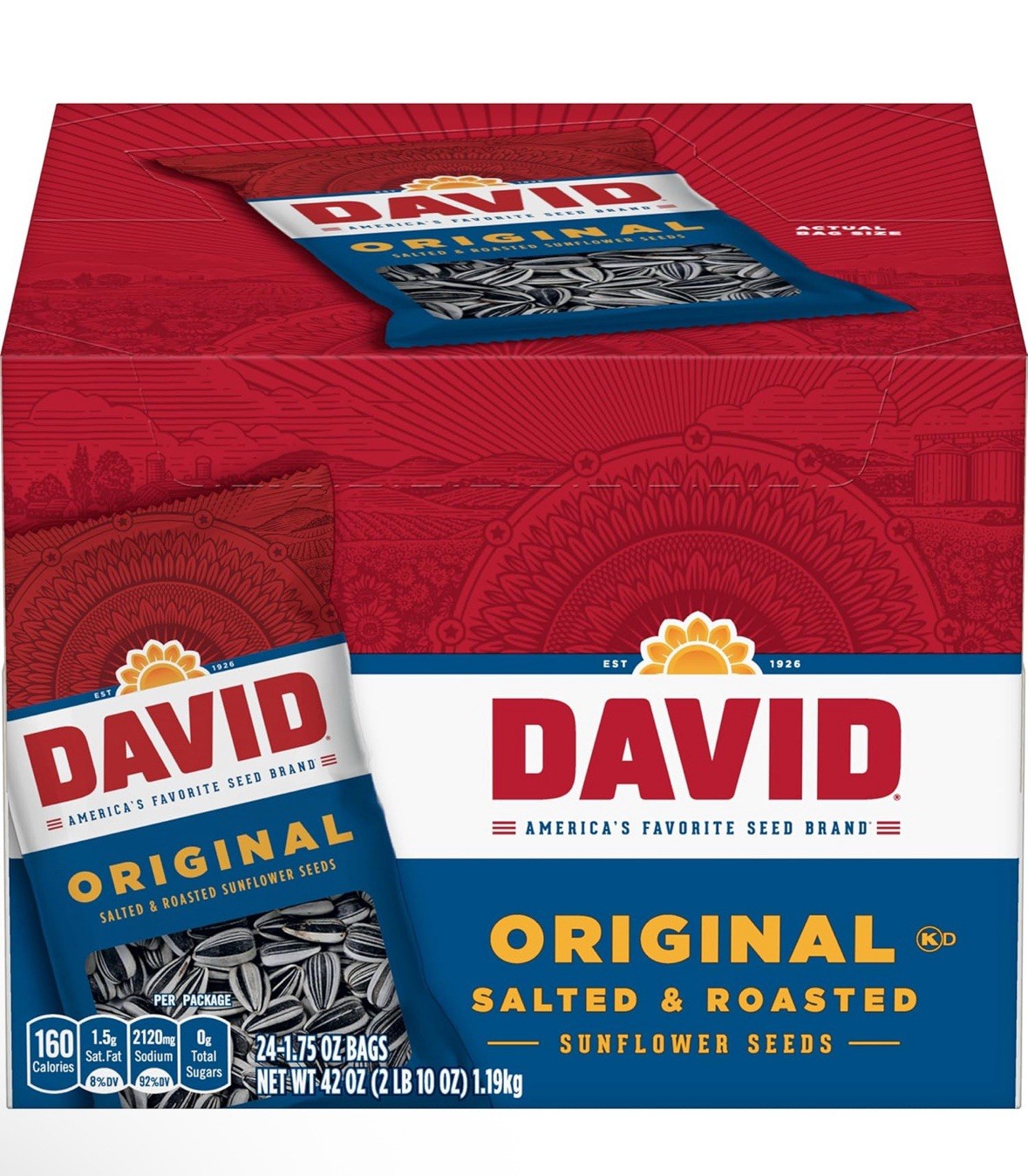 David Original Sunflower Seeds, 1.75 oz., 24 pk.