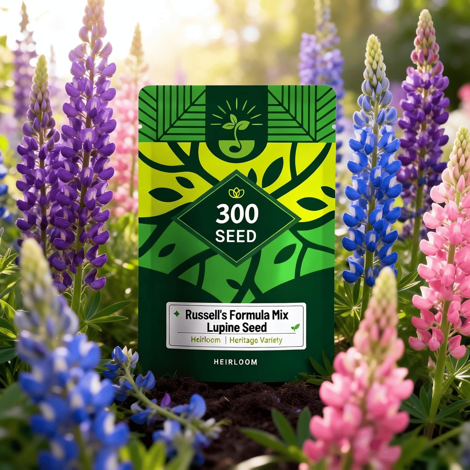 Lupine Seeds for Planting – 300 Heirloom Perennial Flower Seeds, Cold-Resistant