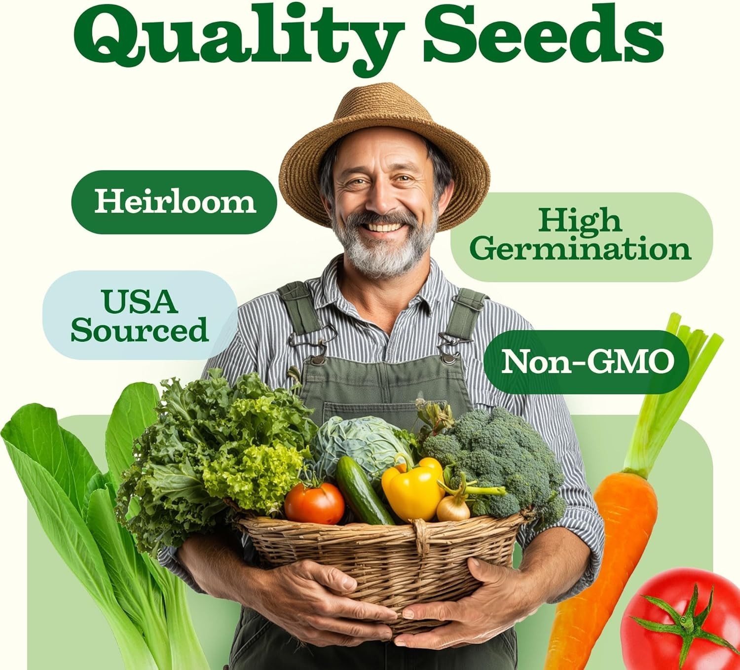 Non-GMO Heirloom Seed Vault: 32 Varieties with 16,000 High Germination Seeds