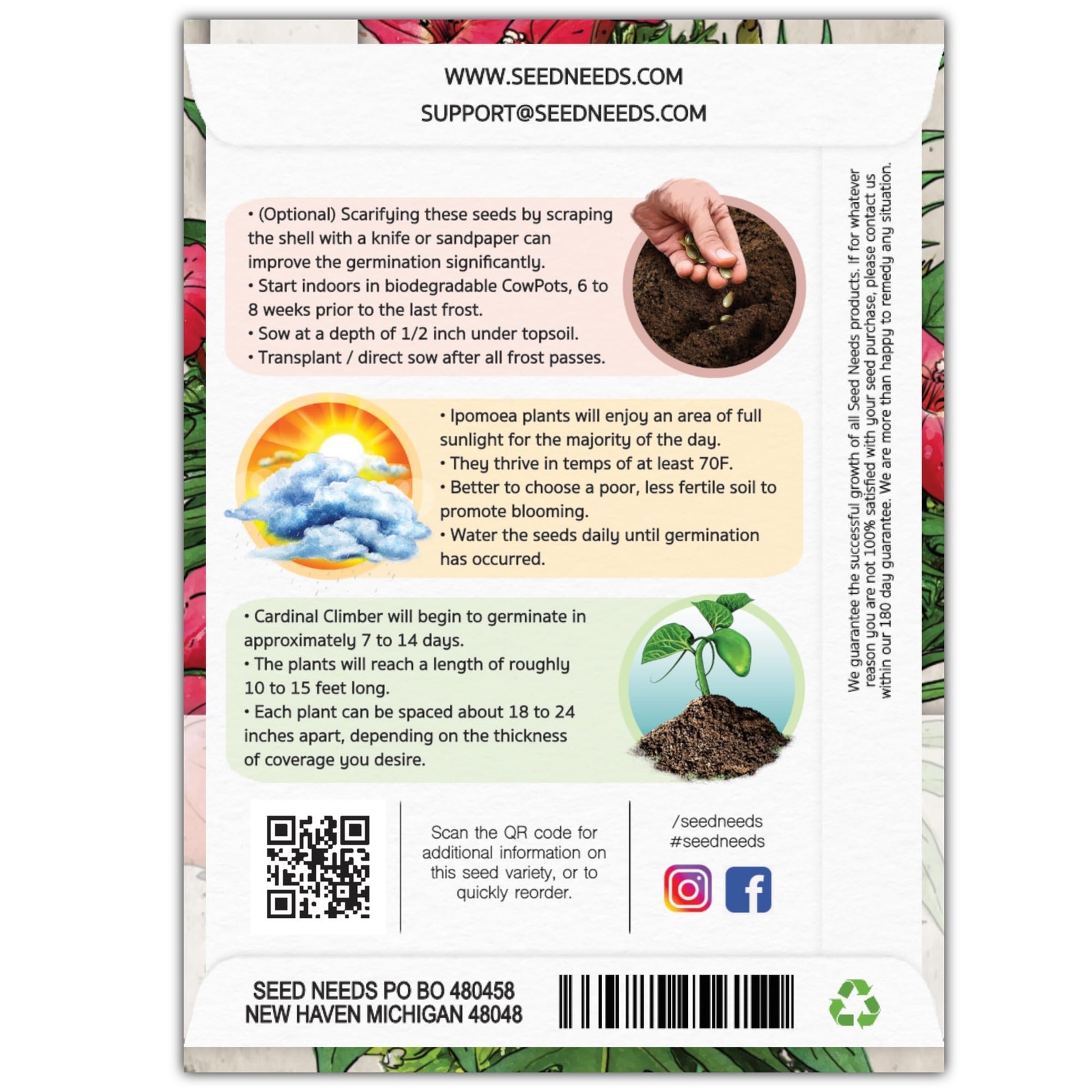 Needs, Cardinal Climber Seeds – 100 Heirloom Seeds for Planting Ipomea Quamoc…
