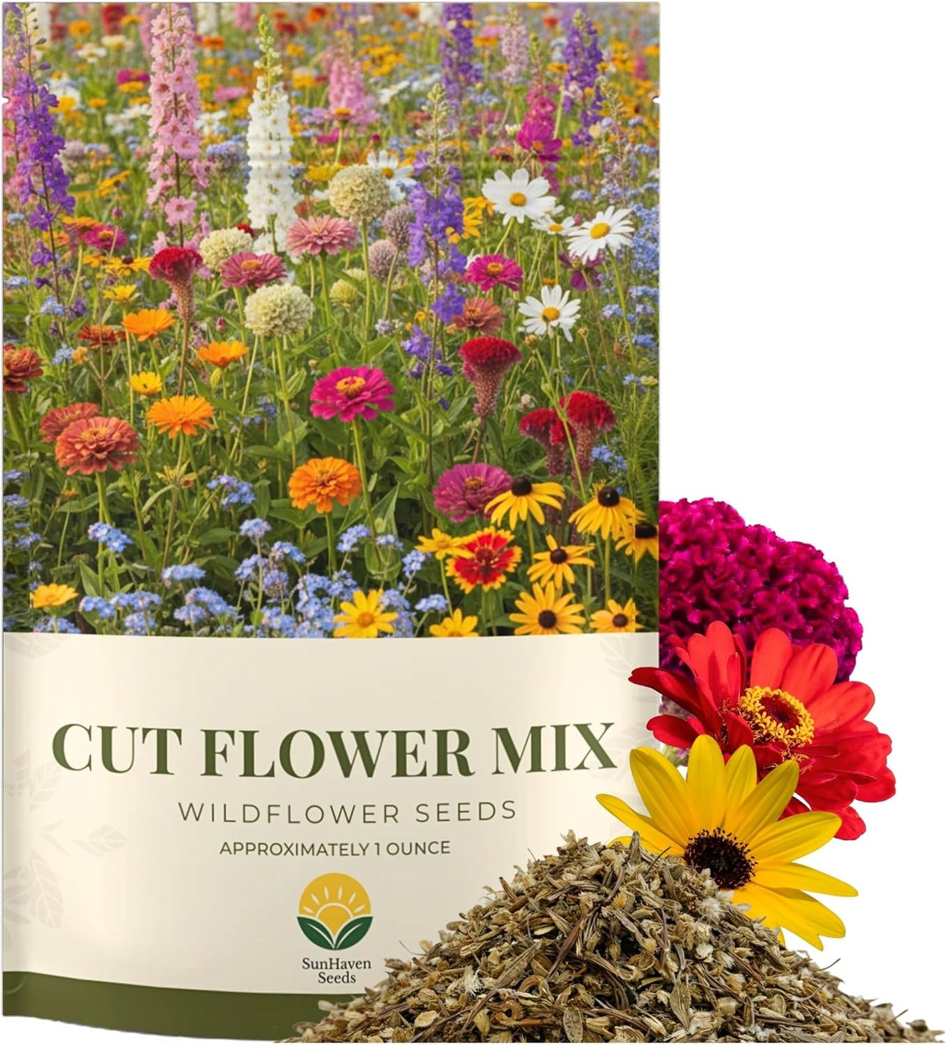 Cut Flower Garden Seed Mix – 15,000+ Seeds – 1 oz Extra Large Packet – Non-GMO F