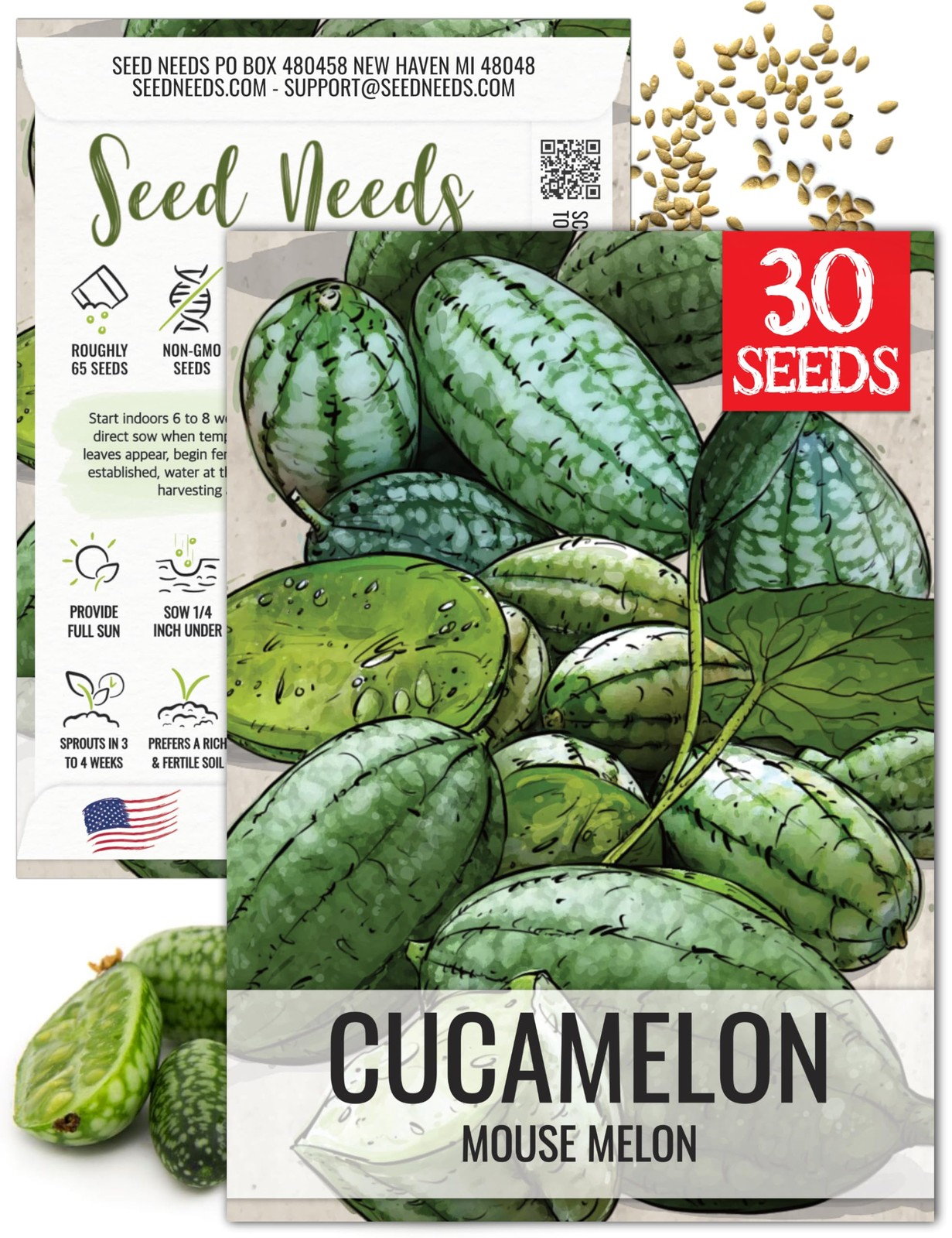 Needs Cucamelon Seeds for Planting Mexican Sour Gherkin Miniature Melons – No…
