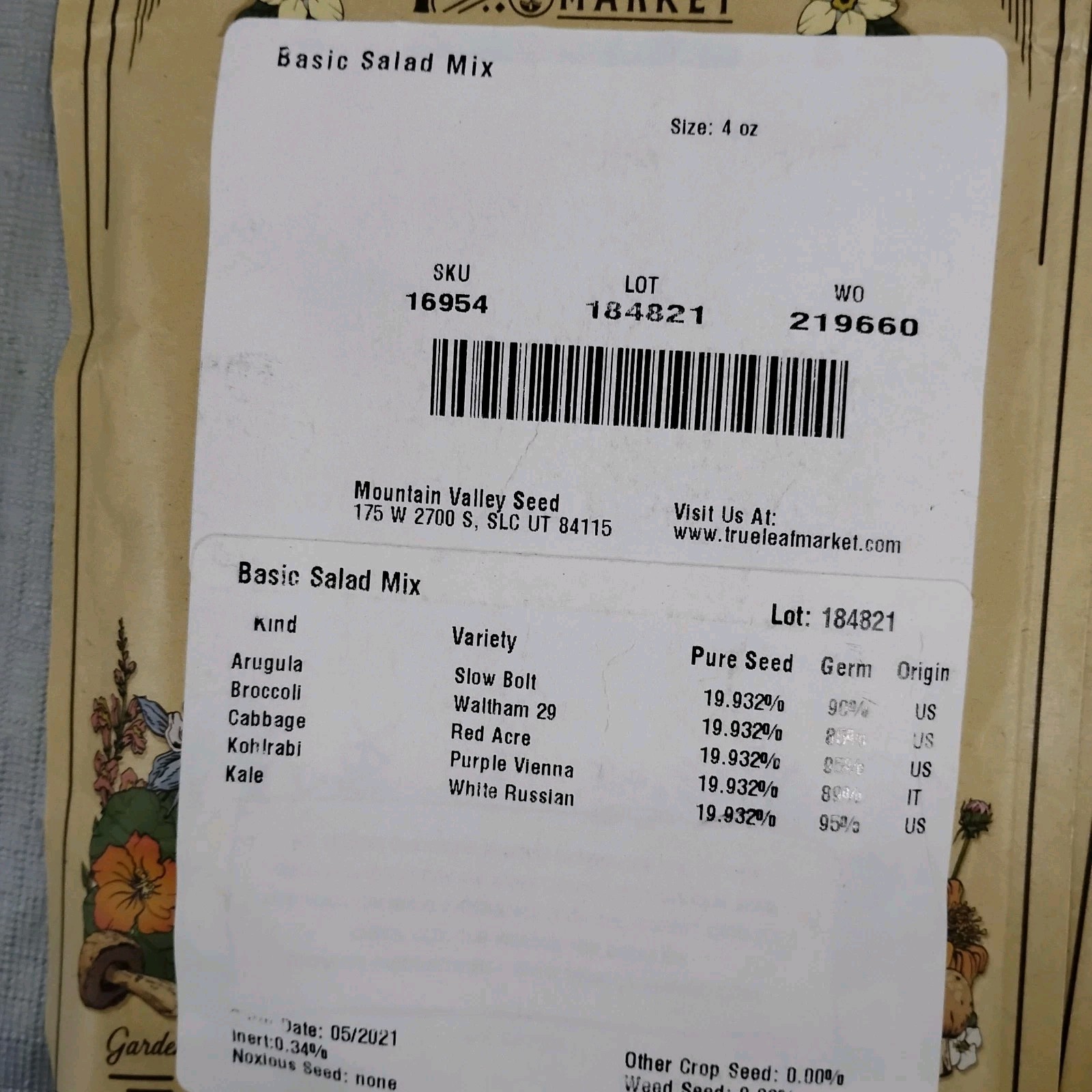 Non-GMO Seeds Cilantro Slow Bolt & Basic Salad Mix True Leaf Market Test 2021