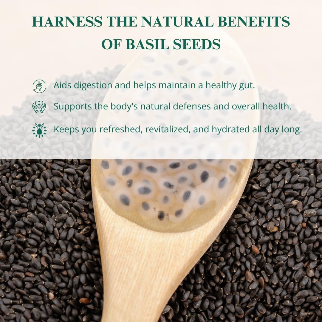 Organic Basil Seeds 250g – Versatile Superfood for Smoothies & Salads