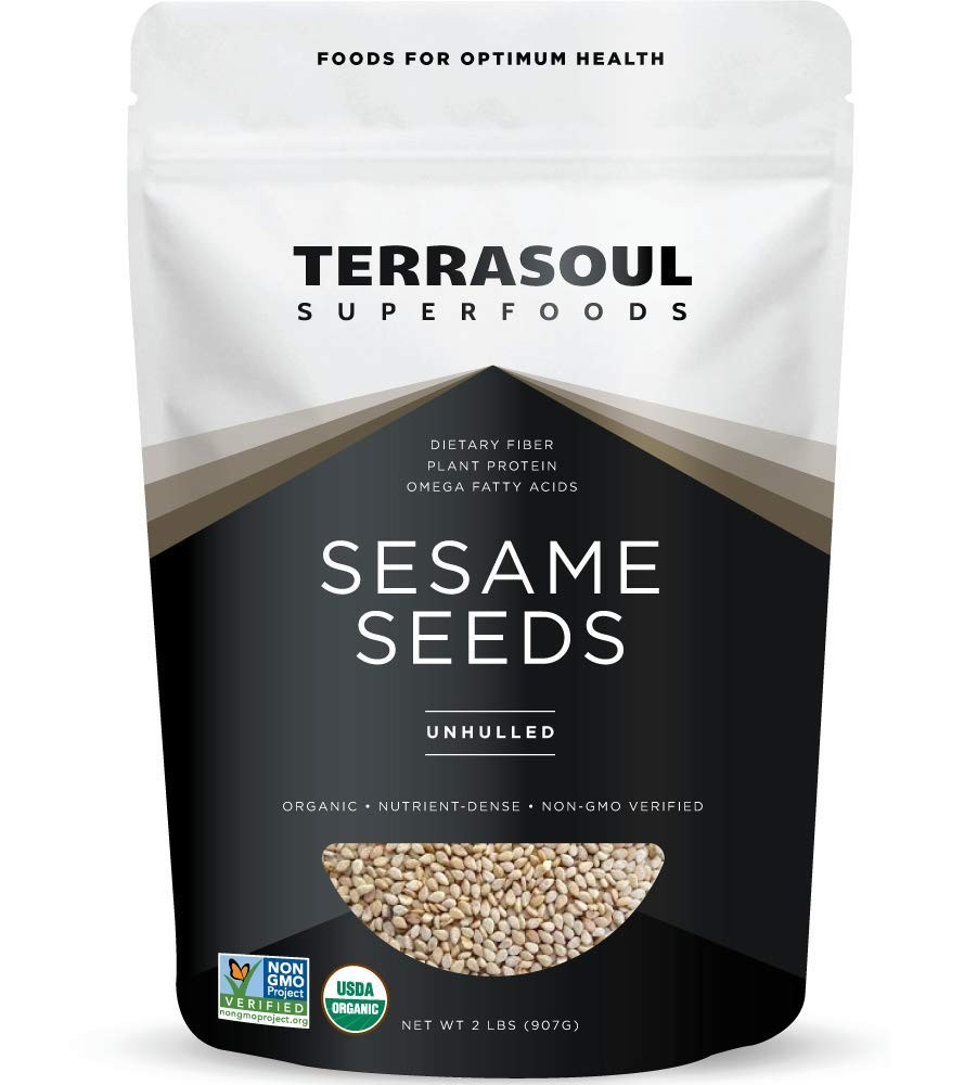 Certified Organic Unhulled Sesame Seeds – 2 Pound Resealable Bag for Freshness