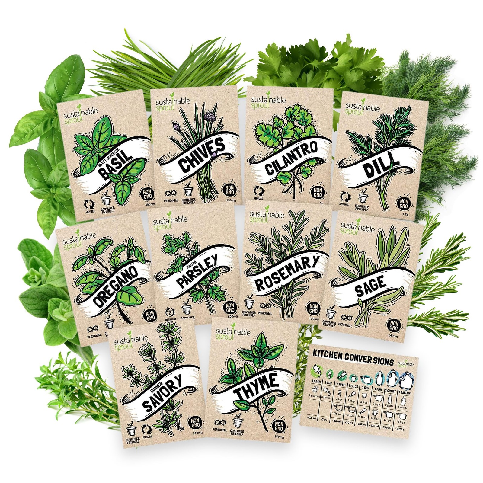 Culinary Herb Seeds Variety Pack: 10 Spice Herbs, Hydroponic Garden Indoors, …