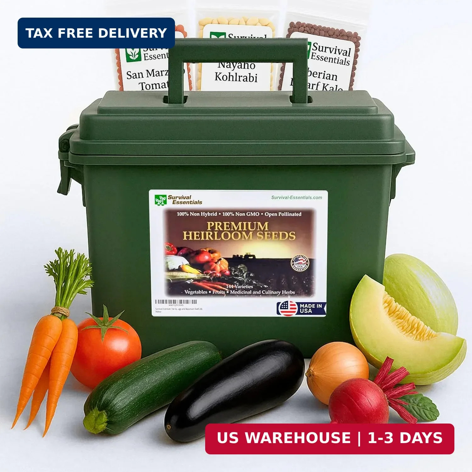 Ultimate Non-GMO Heirloom Survival Seed Vault – 23,000 Open-Pollinated Vegetable