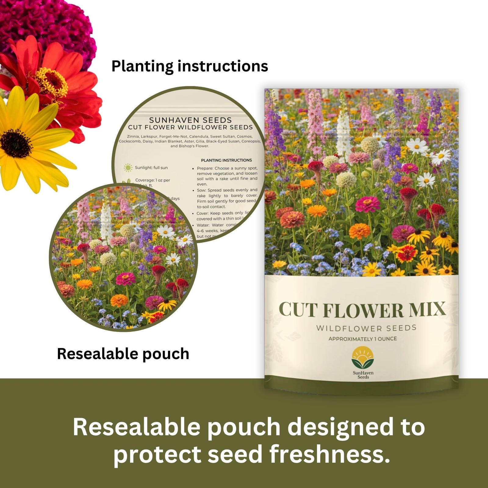 Cut Flower Garden Mix – 15,000+ Seeds – 1 oz Extra Large Packet – NonGMO Flow…