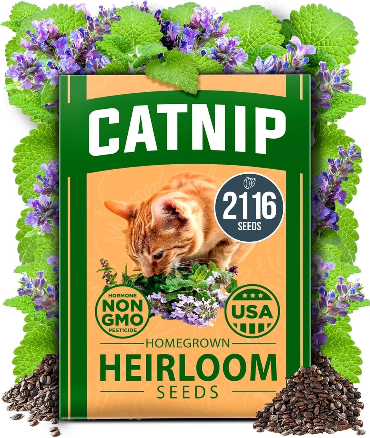 Pet-Friendly Catnip Seeds Bulk: 2,116 Non-GMO Heirloom Seeds with Grow Guide