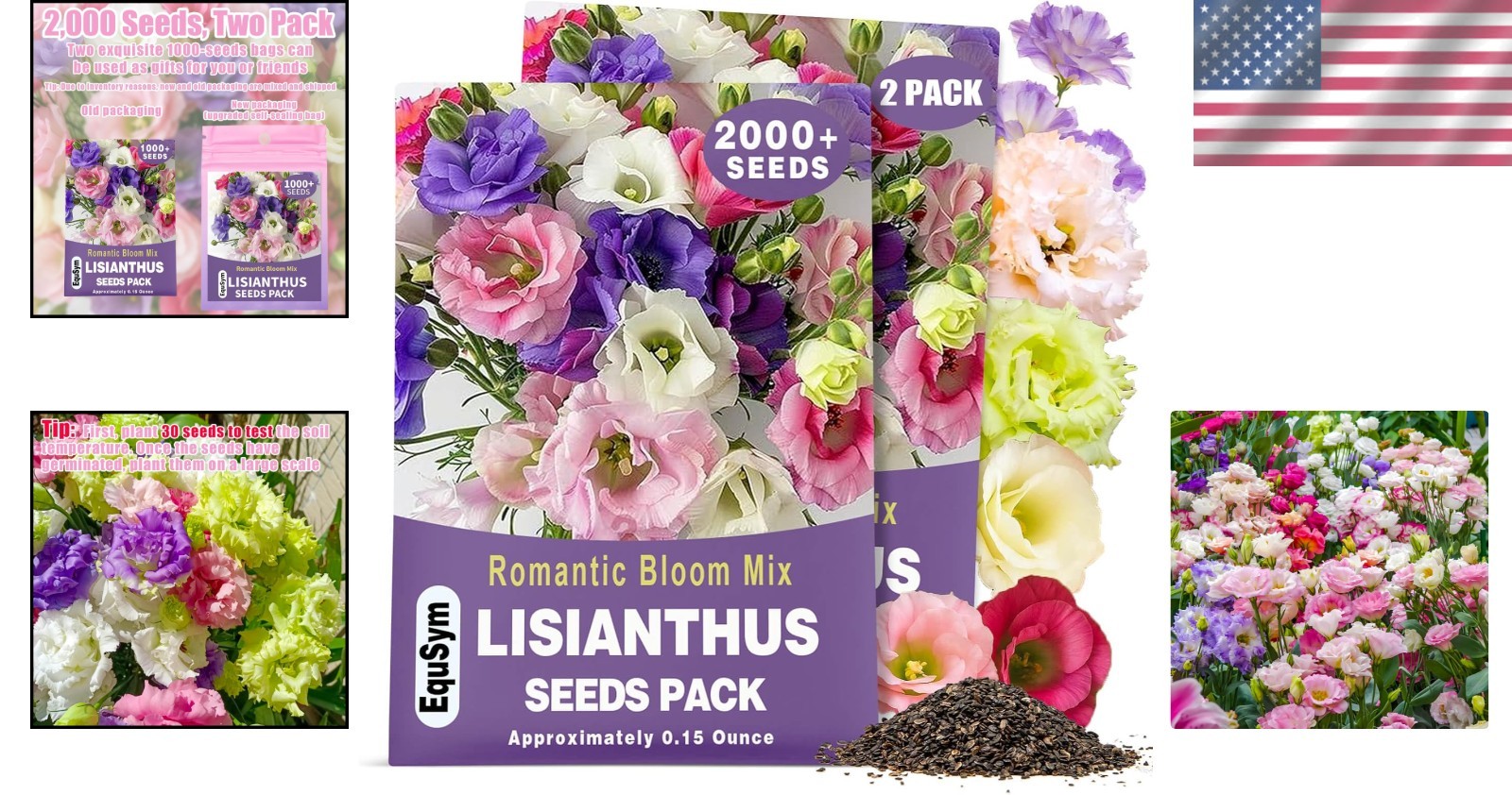 2000 Lisianthus Seeds Perennial Eustoma Grandiflorum Garden Flowers for Planting