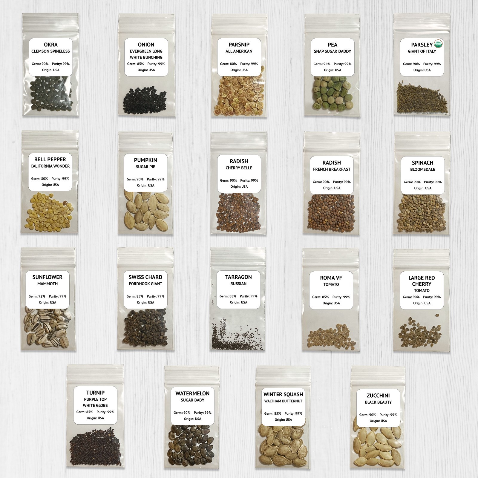 Heirloom Vegetable Seeds Survival Garden Kit – Over 18,000 Seeds, 39 Varieties