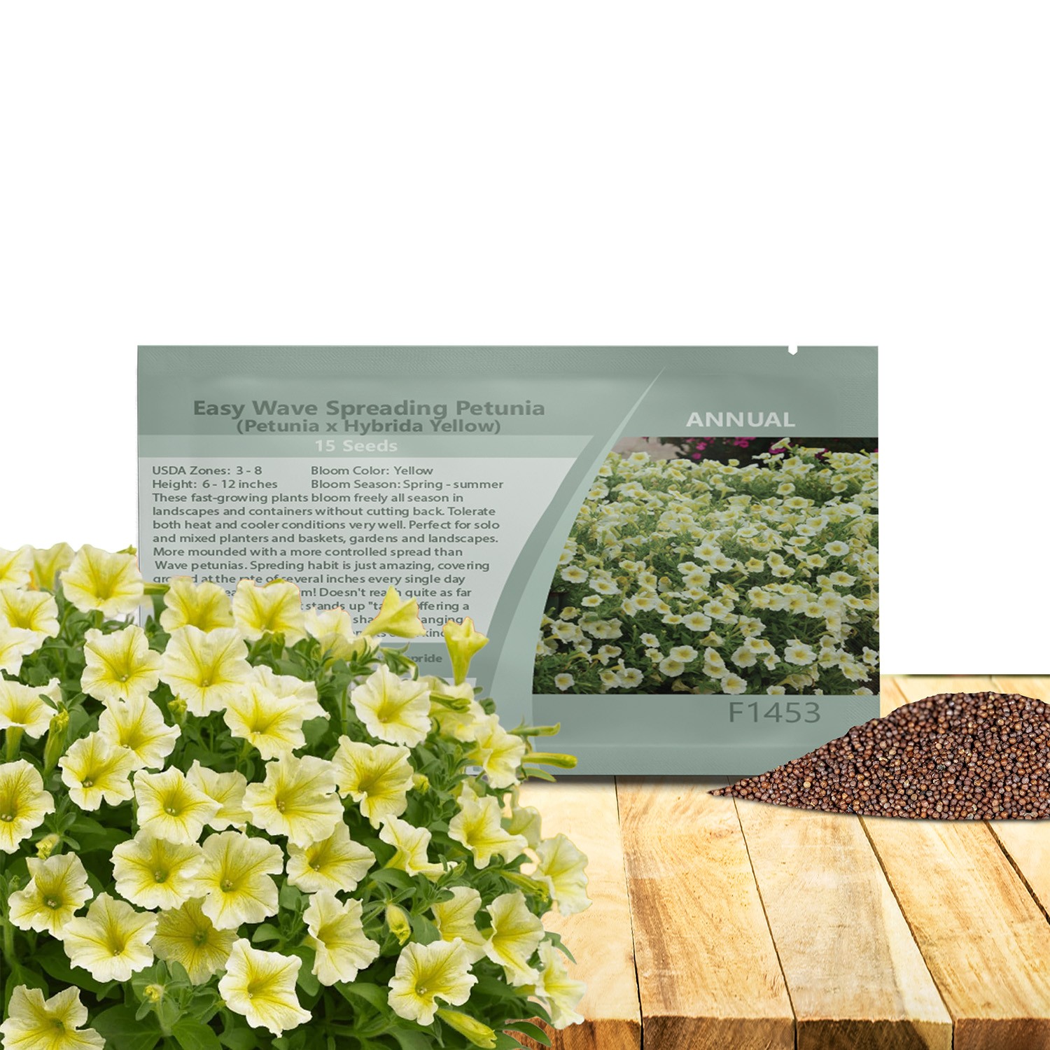 15 Seeds Easy Wave Yellow Petunia Spreading Flower Seeds