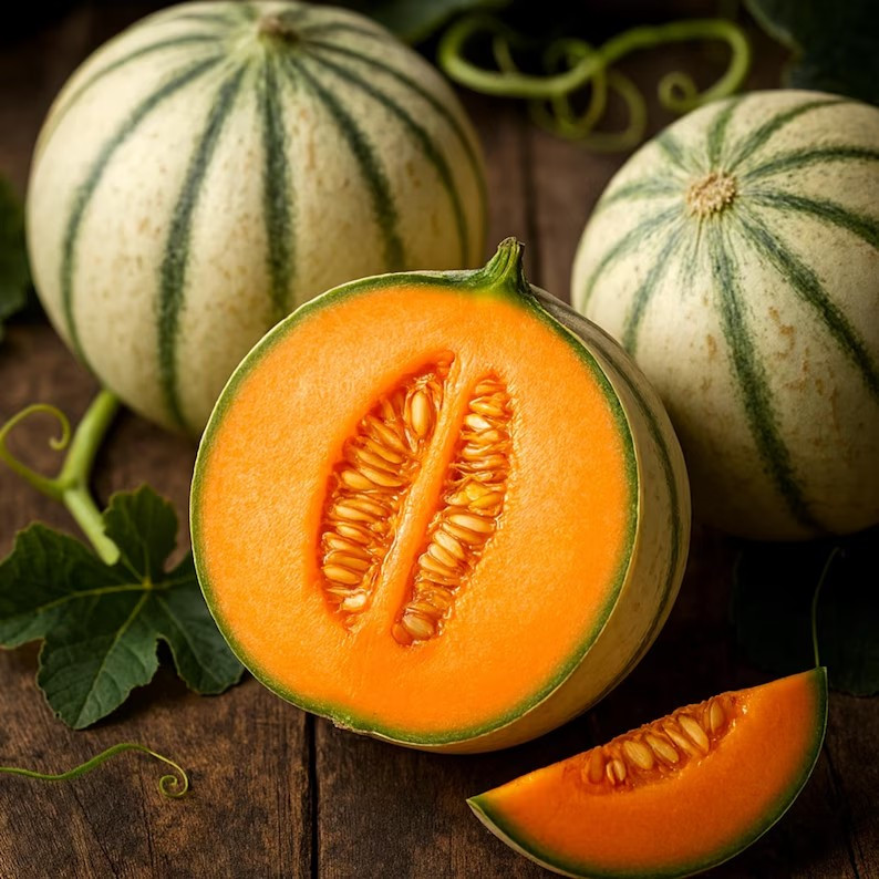 25+ CHARENTAIS MELON / CANTALOUPE — SWEET — HEIRLOOM — ORGANIC ——— RARE