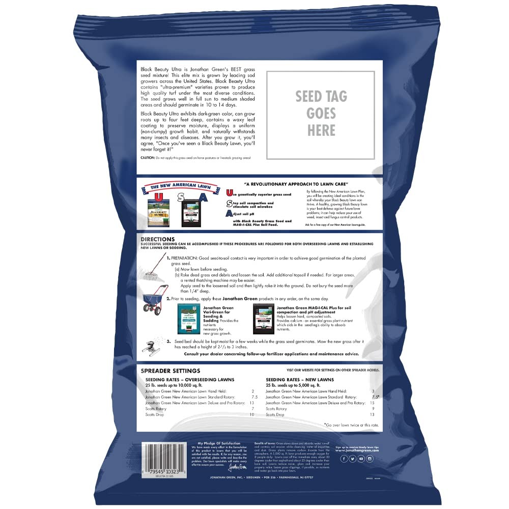 Grass Seed Cool Season Black Beauty Ultra 25 lb Jonathan Green 10323 Lawn