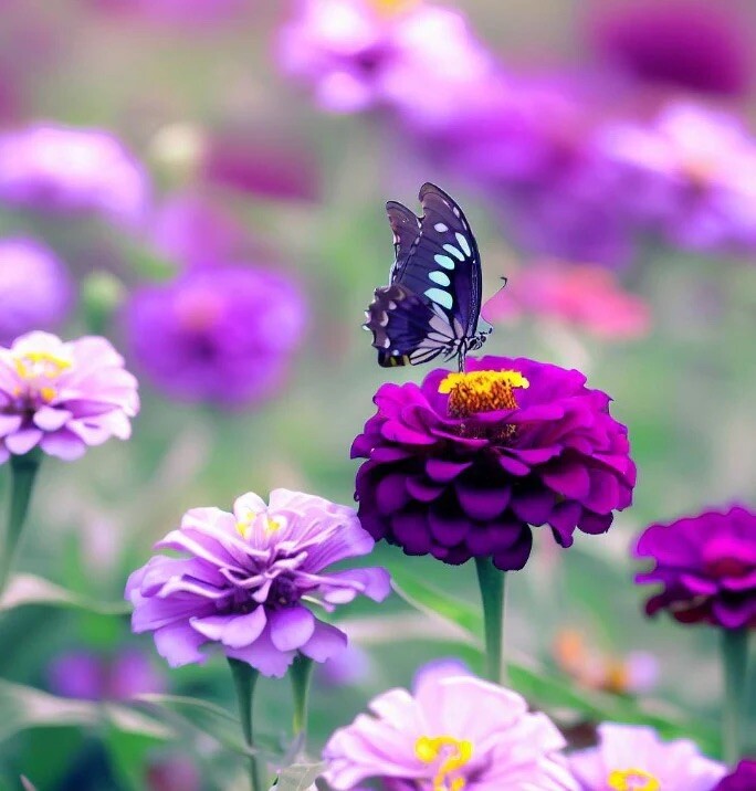 200 + Zinnia Seeds / Purple Prince / Flower Seeds / Non -GMO / Butterflies