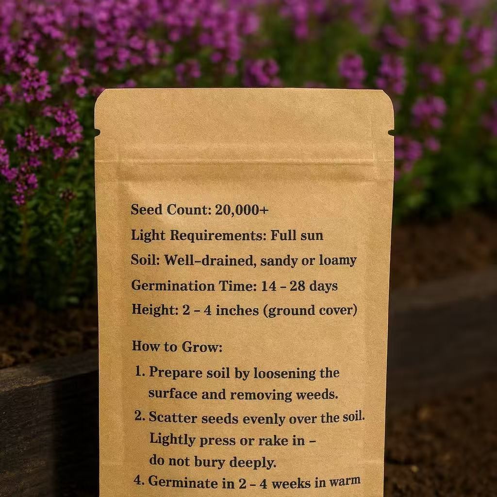 Wild Thyme Seeds – 20,000+ Seeds, Perennial Ground Cover Plant for Outdoor