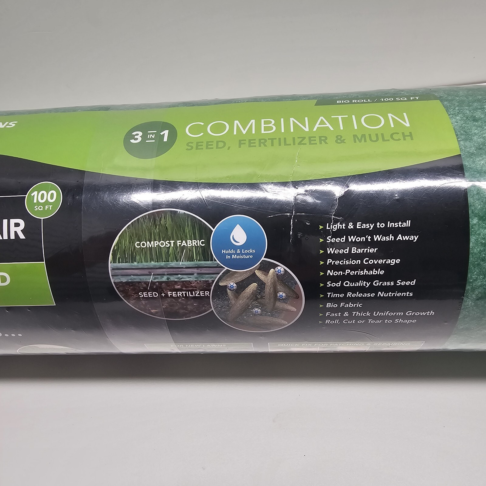 Grotrax Biodegradable Grass Seed Mat Year Round Full Sun Green 100 Sq Ft Roll