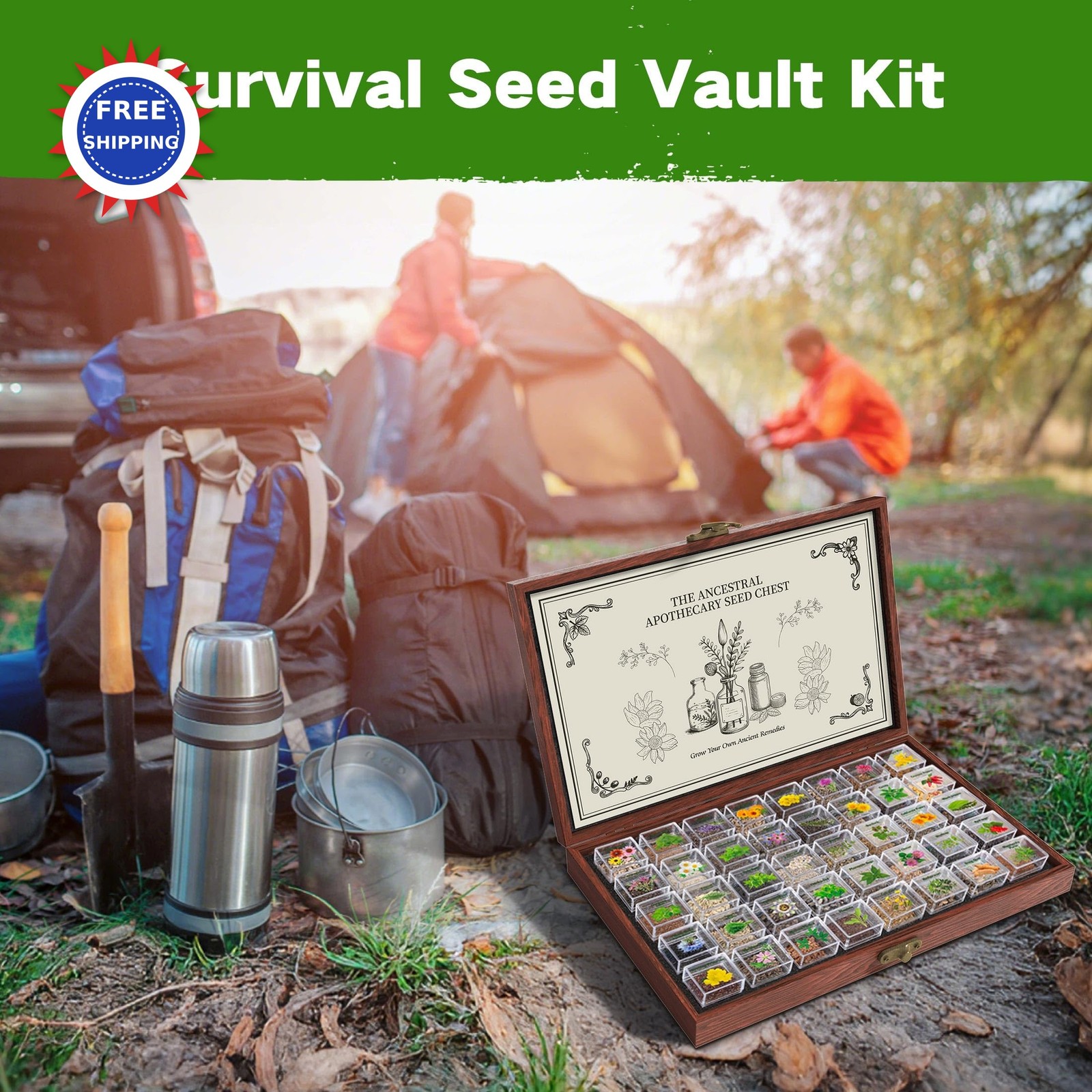 Medicinal Herb Seed Chest 36 000+ Non GMO Survival Kit Lush&Dew Ancestral Gifts