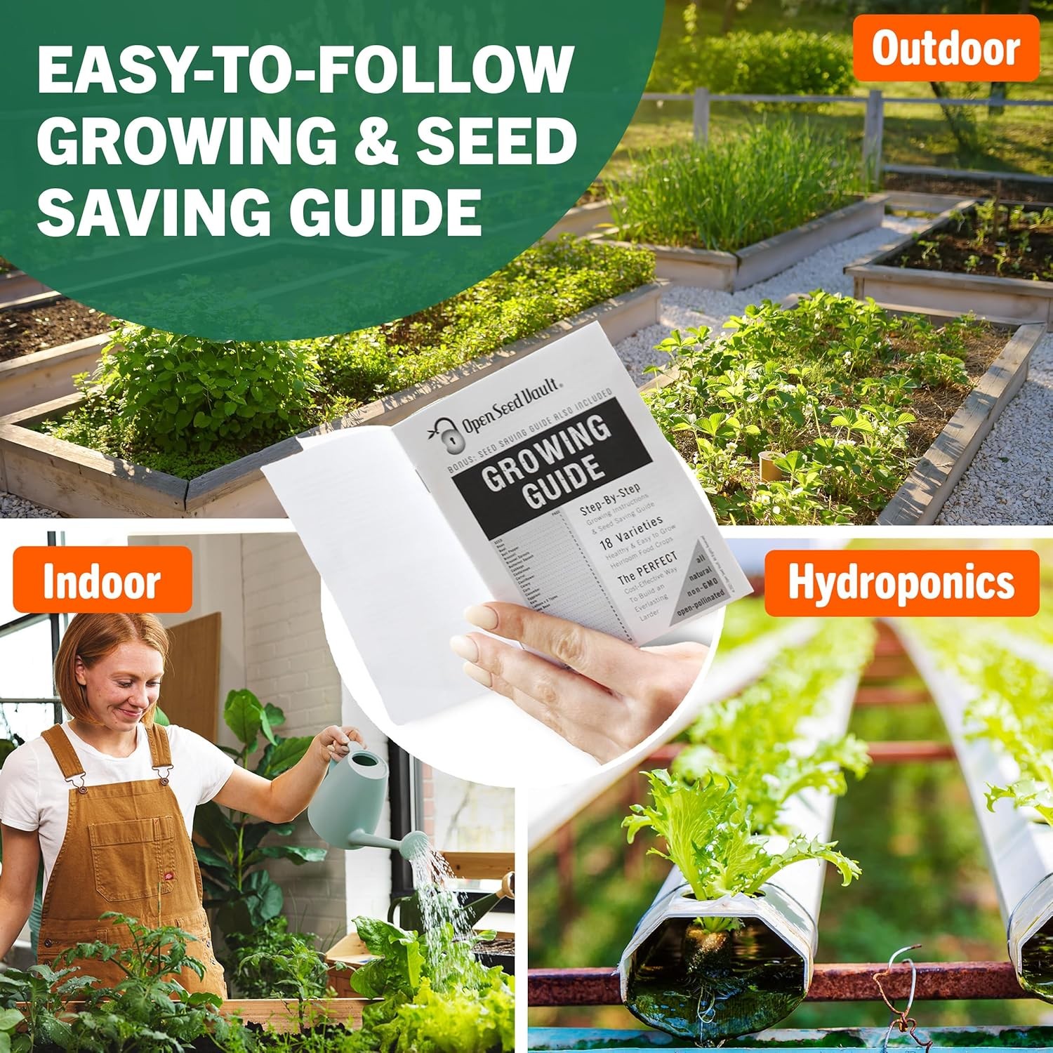Heirloom Seeds Vault 32 Variety Non GMO Vegetable and Fruit Seeds for Planting