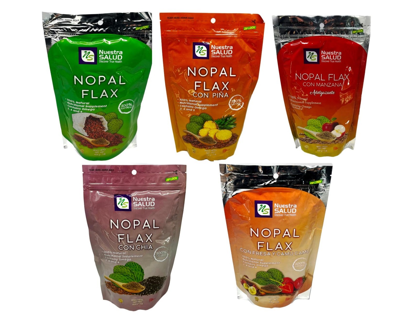 100% Natural Milled Flax Seed with Nopal & Apple – 454g (1lb) – Healthy Superfoo