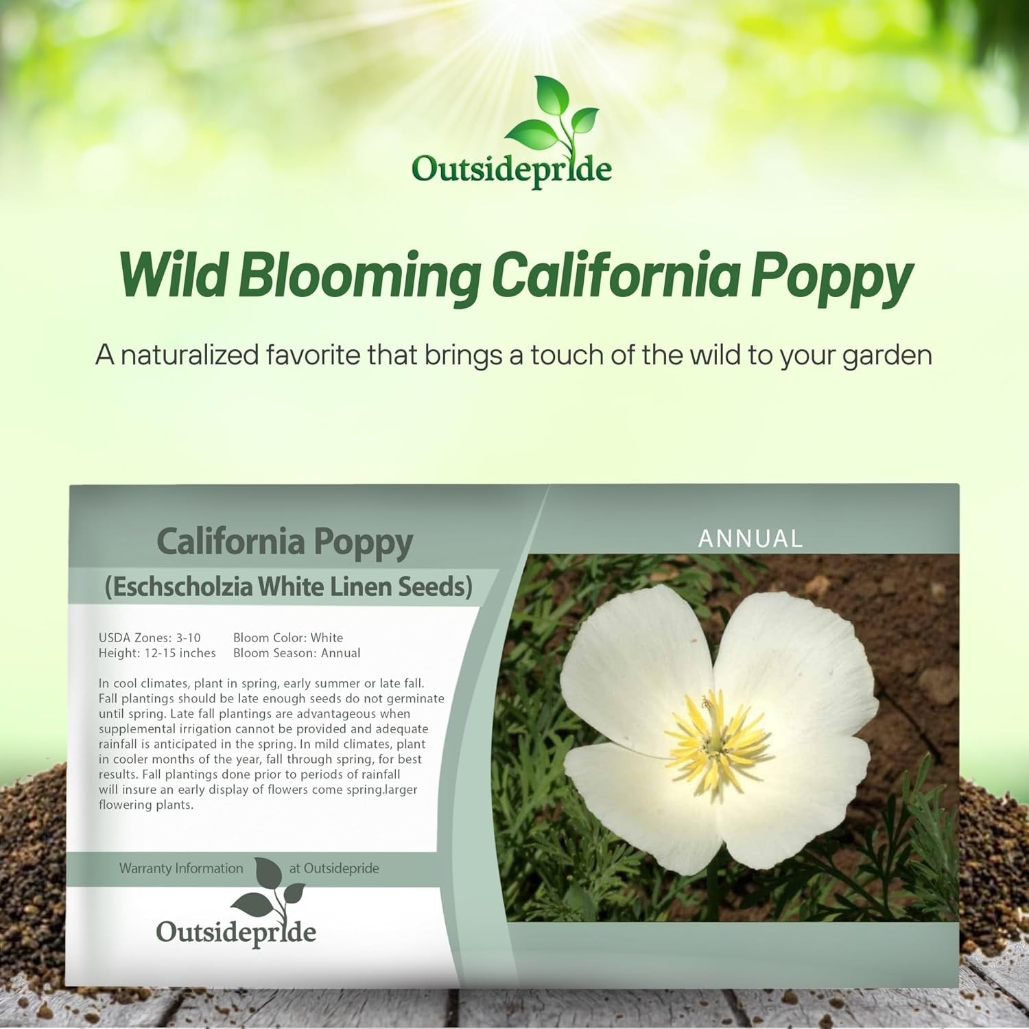 1 LB Eschscholzia Drought Tolerant White California Poppy Flower Seed