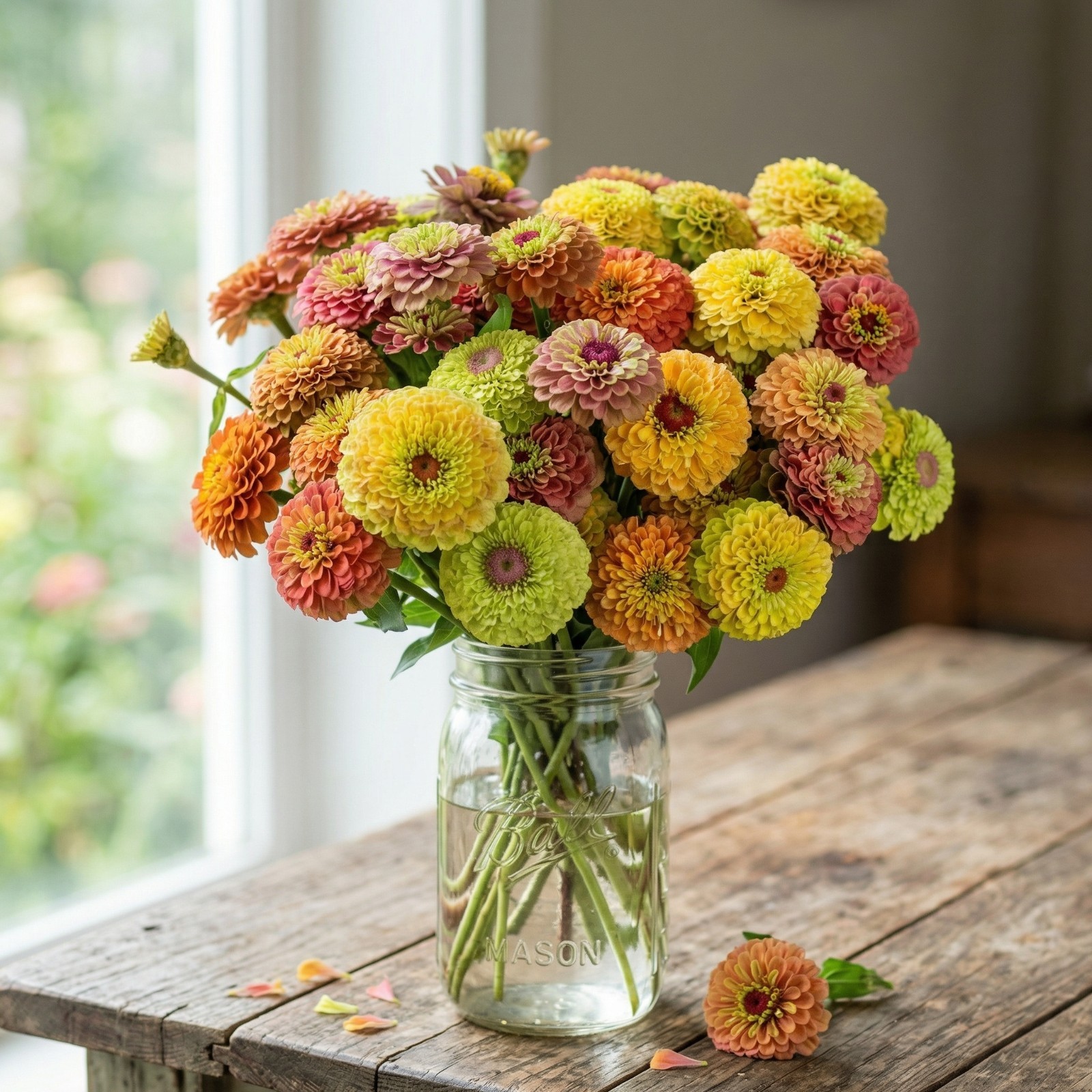 Zinnia QUEENY FORMULA MIX Cut Flower Garden Elegant Blooms Heirloom 25 Seeds