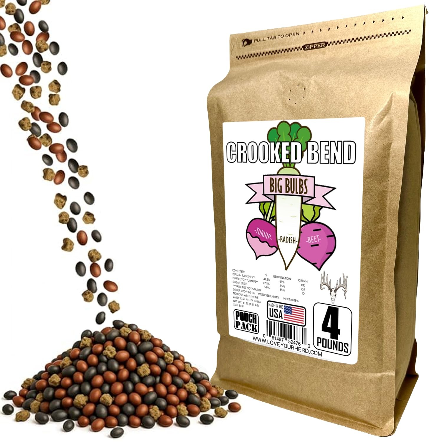 Fall Food Plot Seed Mix for Whitetail Deer & Turkey 4 lbs, No Till, 0.67 Acres