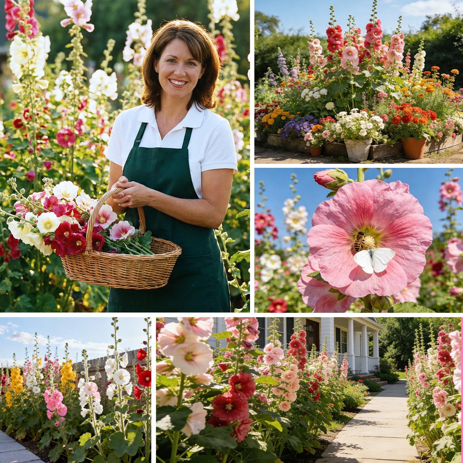 Mixed Color Hollyhock Seeds 3000+ NonGMO Perennial for Gardens & Pollinators