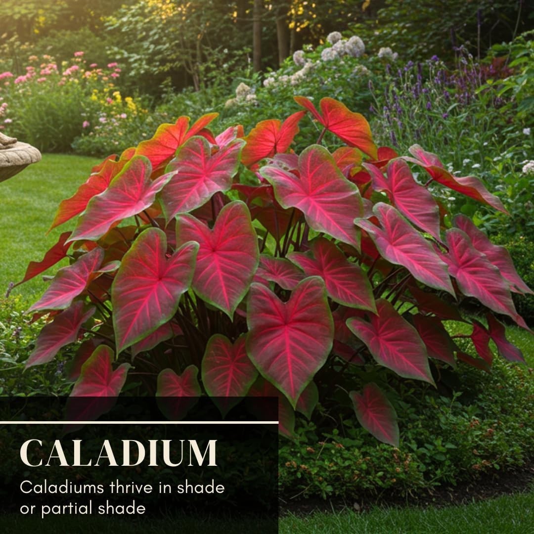 Caladium Bulbs Tropical Color Heart-Shaped Elephant Ears Garden Planting