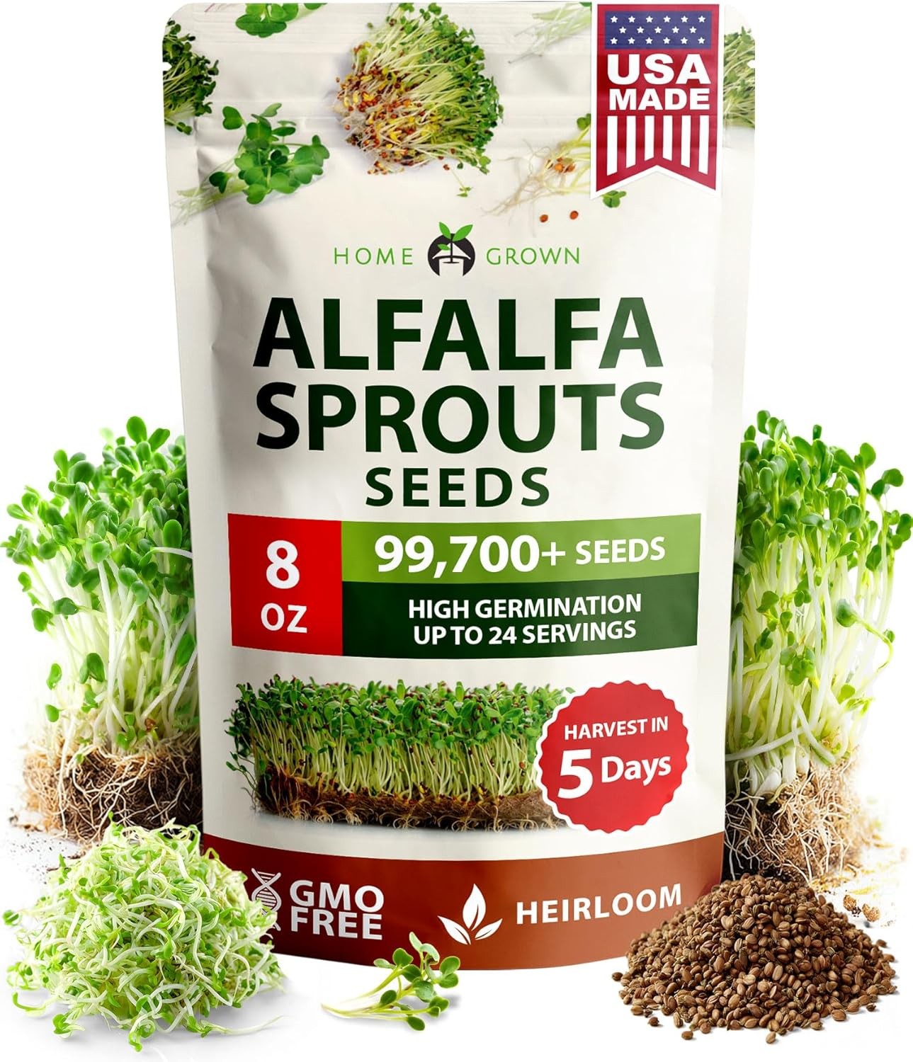 Non-GMO Heirloom Alfalfa Sprouting Seeds – Bulk Organic Vegetable Seeds