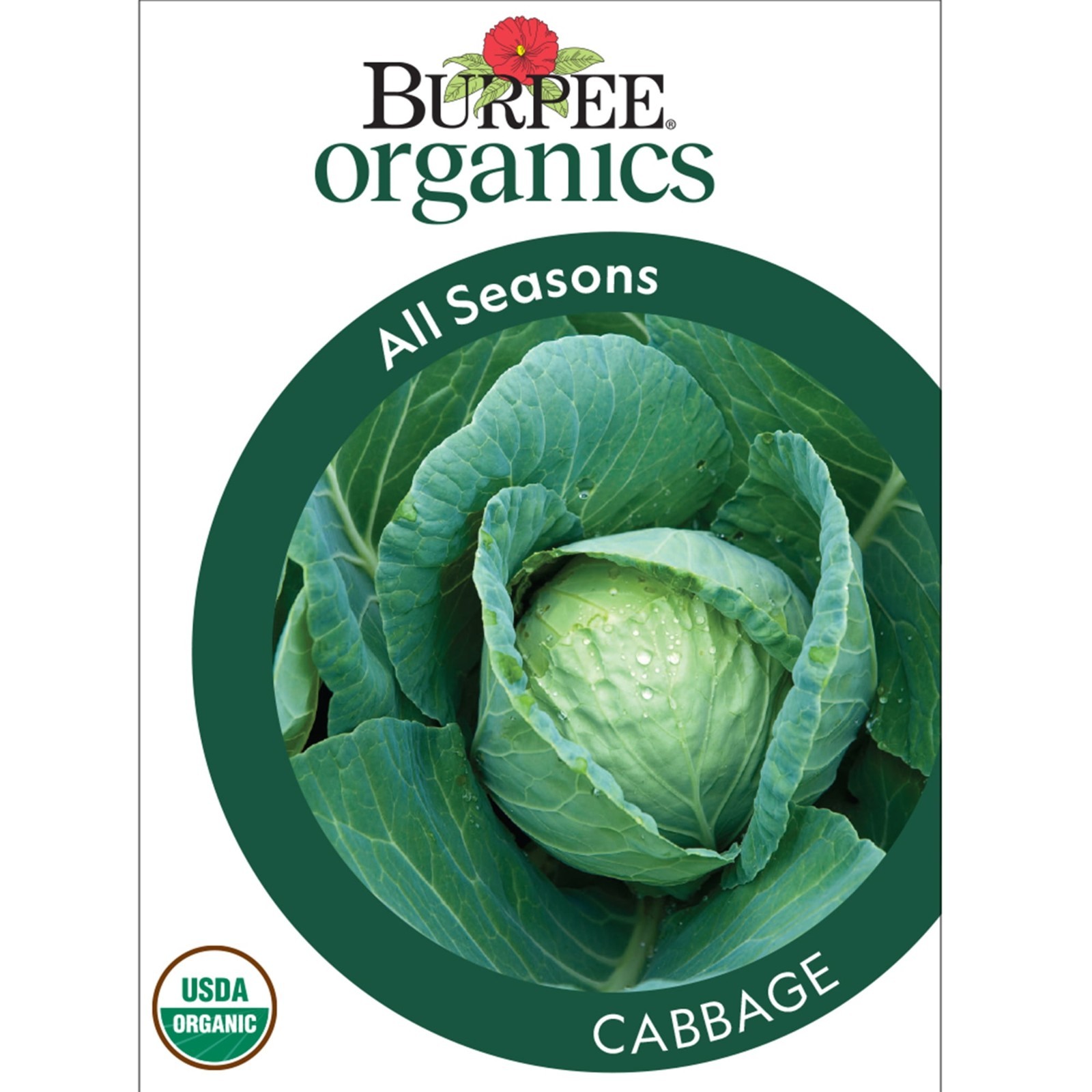 Burpee Organics All Seasons Cabbage Seeds 880mg, 1-Pack