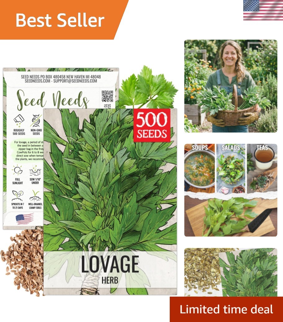 Lovage Seeds for Planting – Non-GMO Heirloom & Untreated Herbs to Plant a Med…