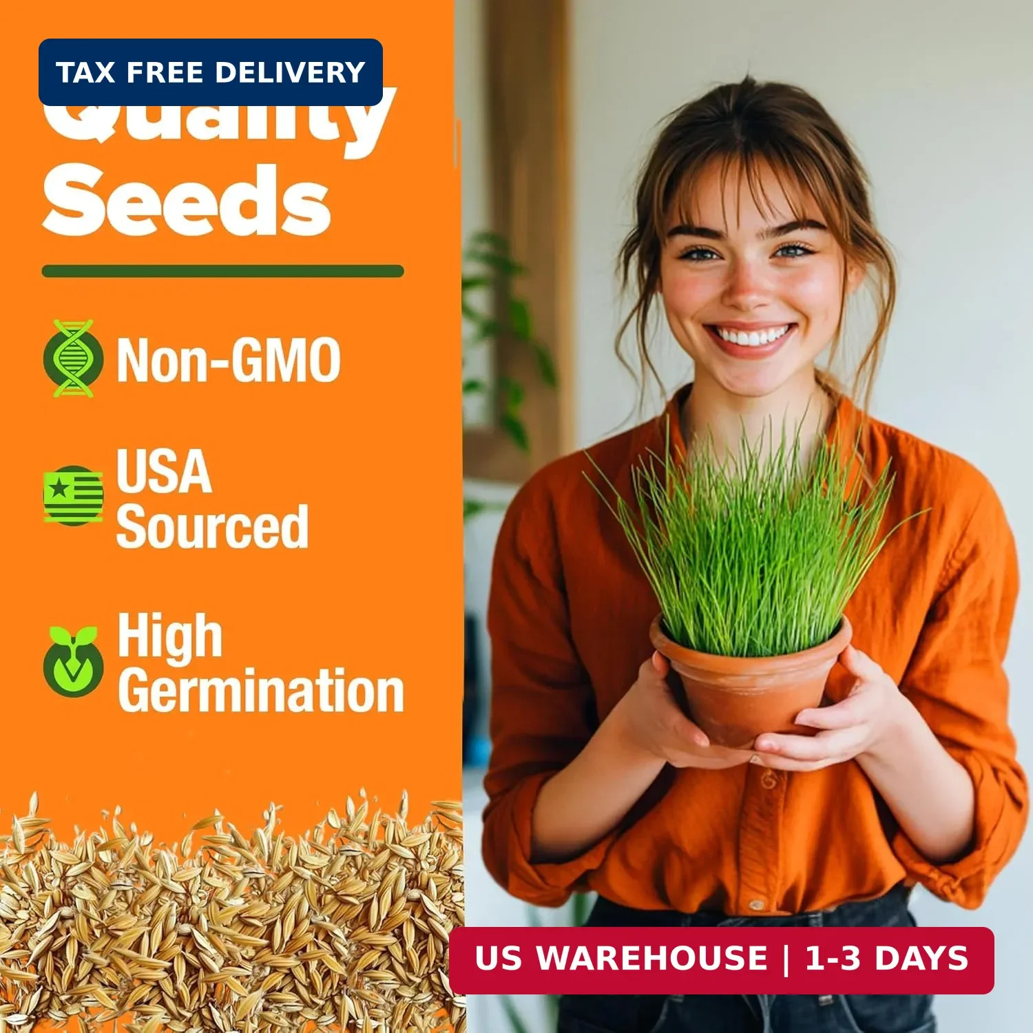 Home Grown 3200+ Indoor Cat Grass Refill – Non-GMO USA Grown Catnip, Oat & Alfal