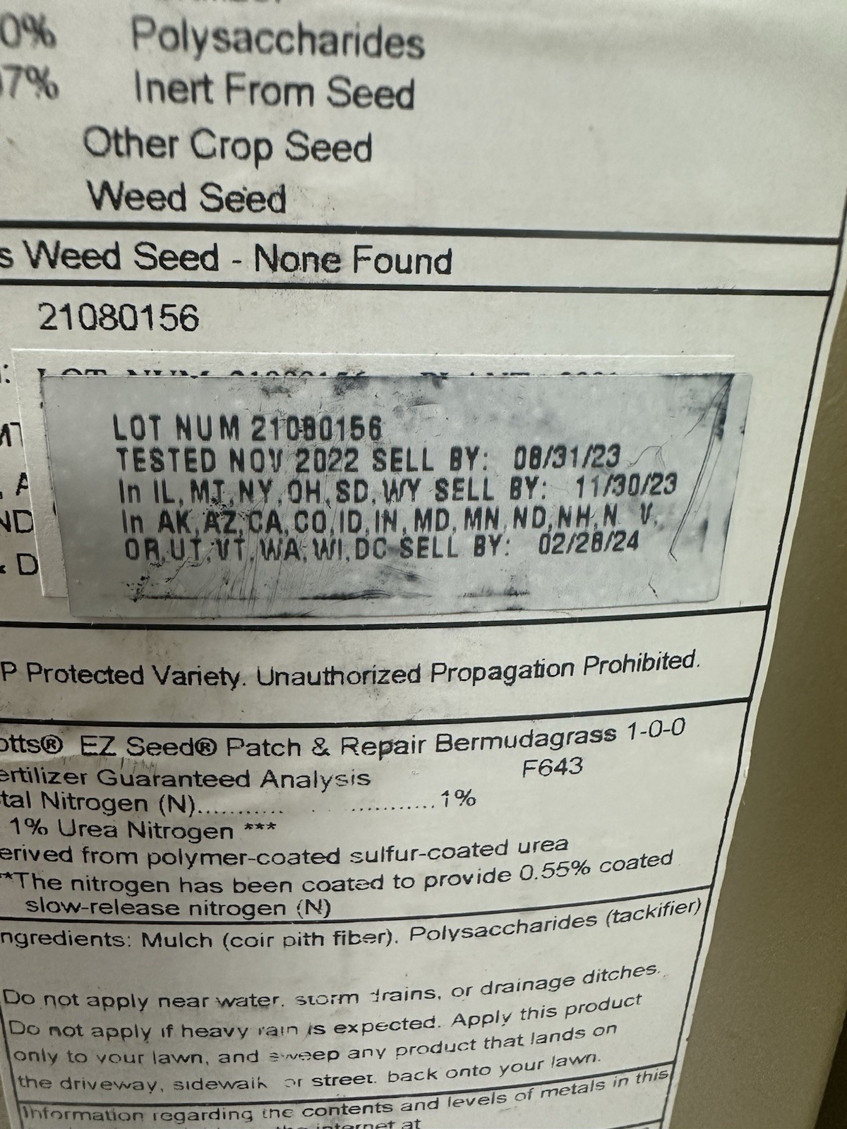Scotts EZ Seed Patch & Repair Bermuda Grass 3.75 lb Grass Seed Sealed NEW