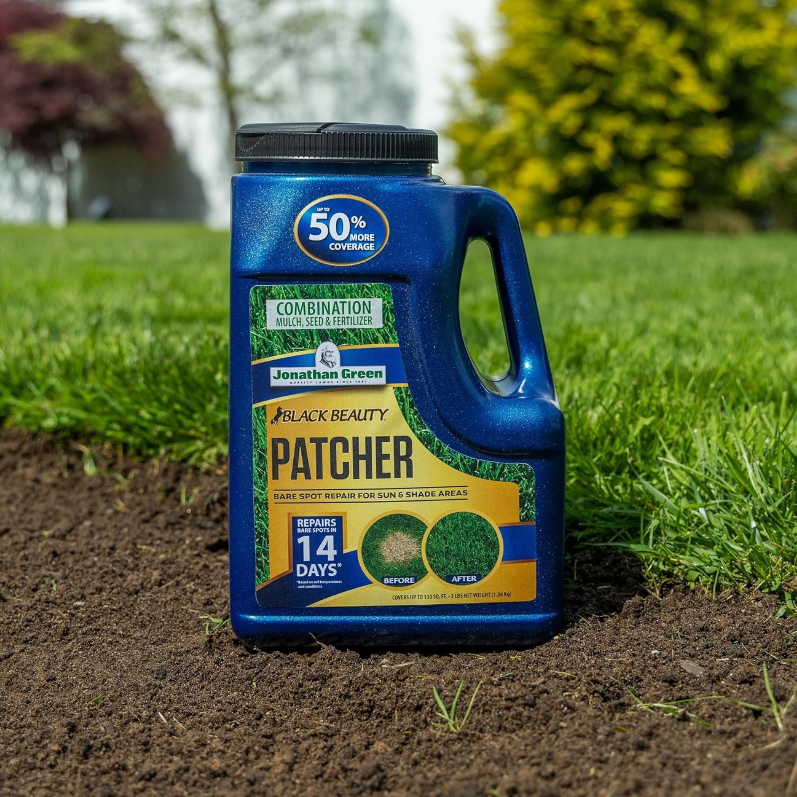 Jonathan Green Black Beauty Patcher, Mulch, Seed, & Fertilizer, 3lbs, 130 sq ft