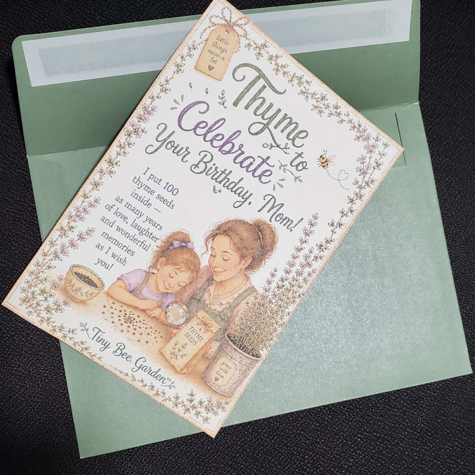 Depression: Self-help collectible gift card with Thyme seeds attached as a gift