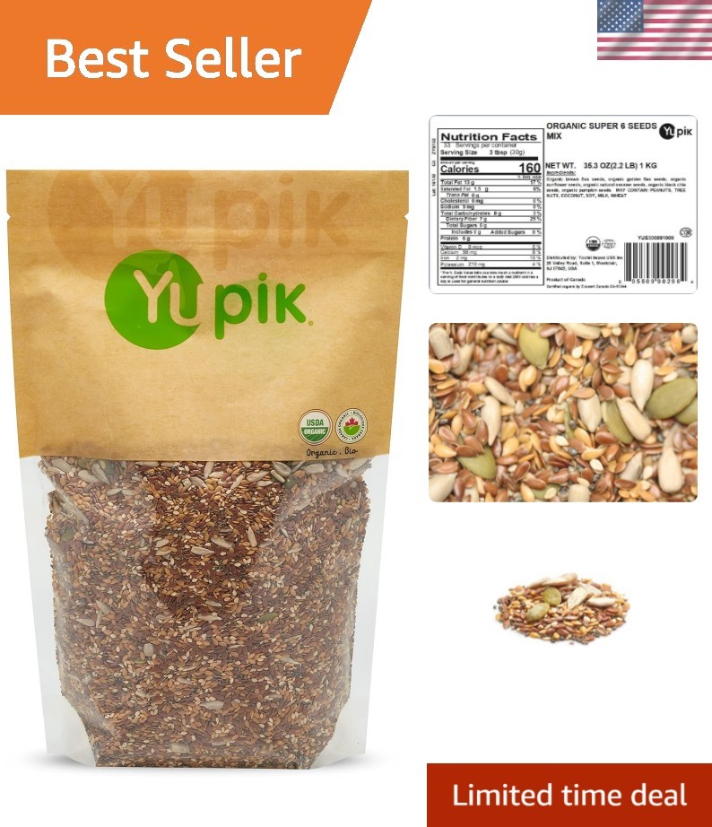 Nutritious Organic 6 Seeds Mix – , Raw, 2.2 lb for Healthy Living