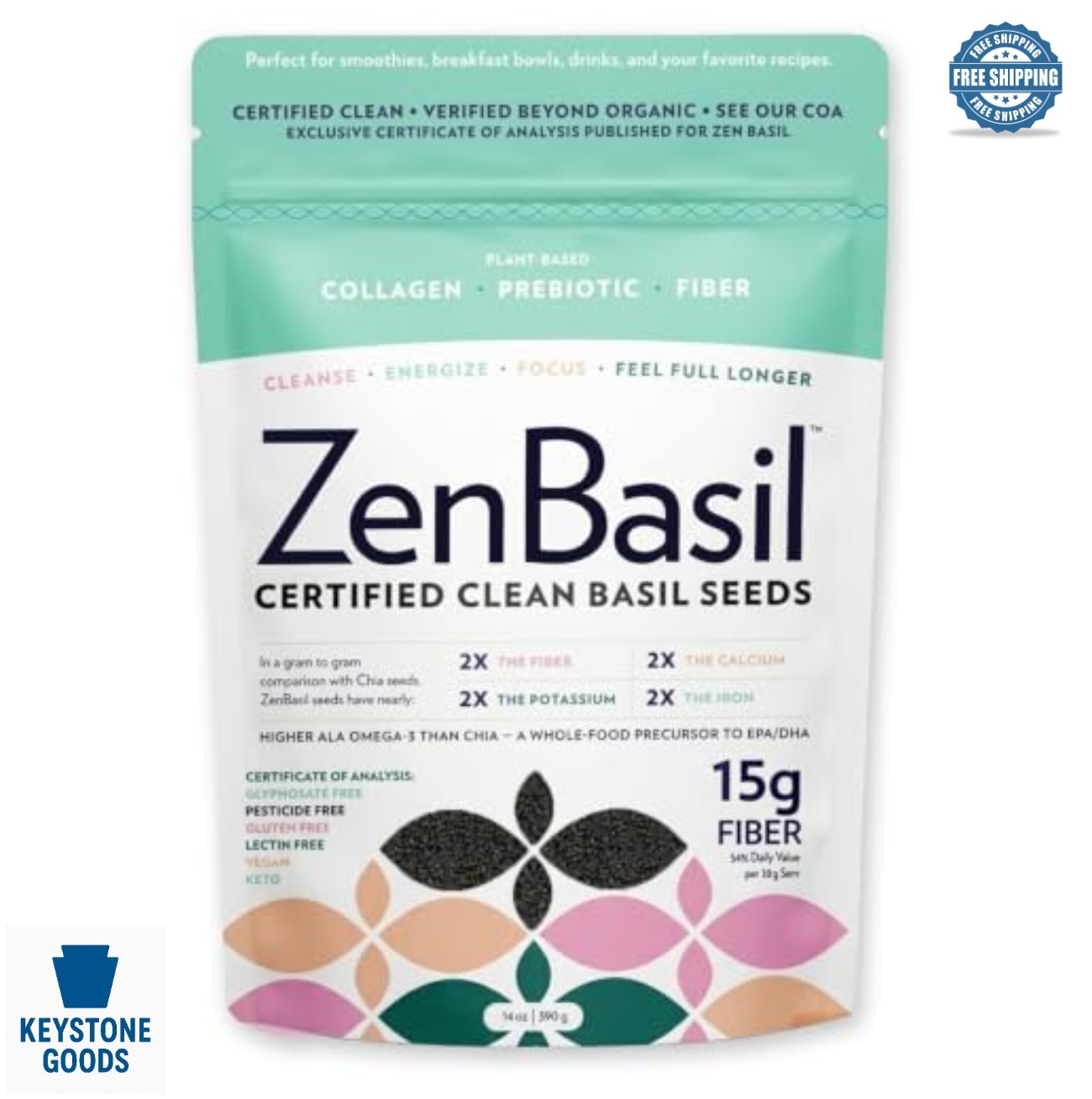 Edible Basil Seeds 14oz Kosher Non GMO Gluten Free Paleo Keto Vegan 15g Fiber