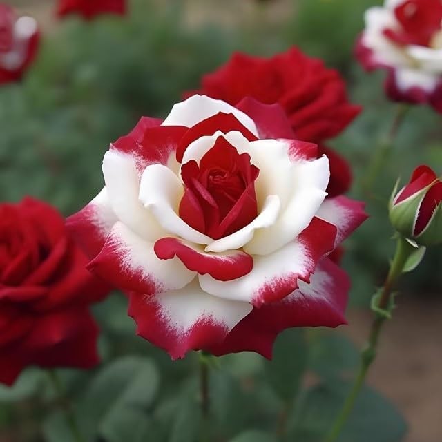 Heirloom Rare Twin Rose Seeds – 20pcs Red White Blooms for Spectacular Gardens