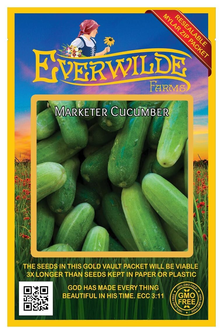 100 Marketer Cucumber Seeds – Everwilde Farms Mylar Seed Packet