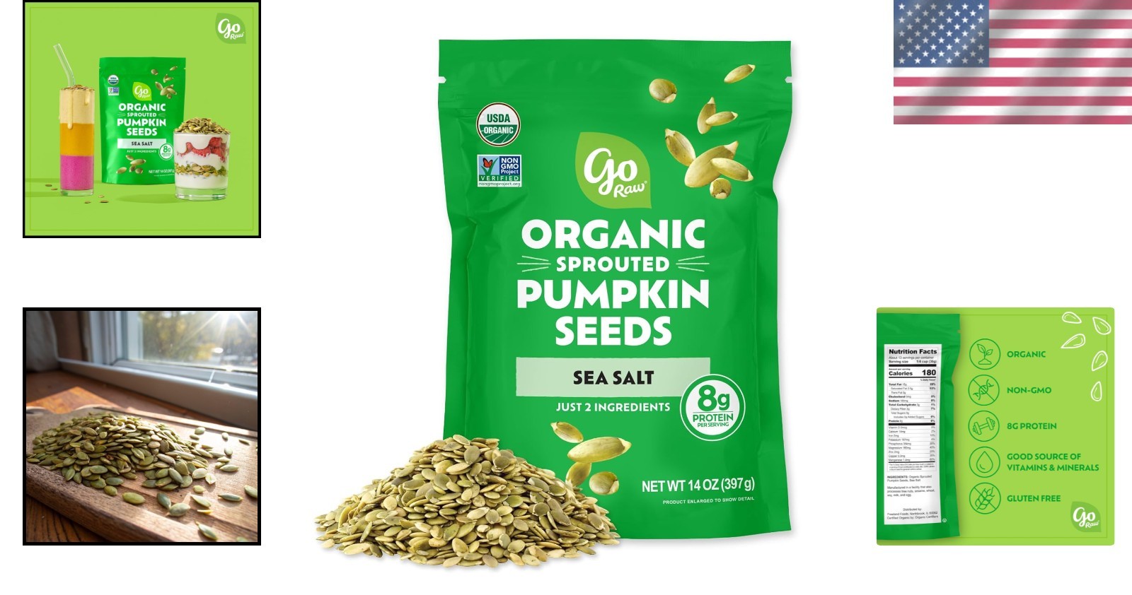 Nutty Flavor Organic Sprouted Pumpkin Seeds, 14 Oz – Protein Boost for Adults